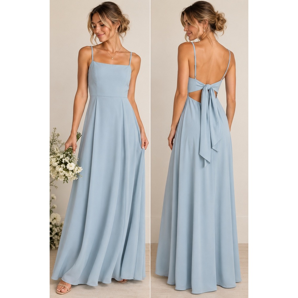 Show Me Your Mumu Lauren Tie Maxi Dress Dusty Blue S Bridesmaid Wedding Guest